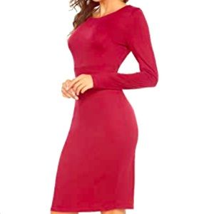 🌹 Long Sleeve Crew-Neck Bodycon Pencil Midi